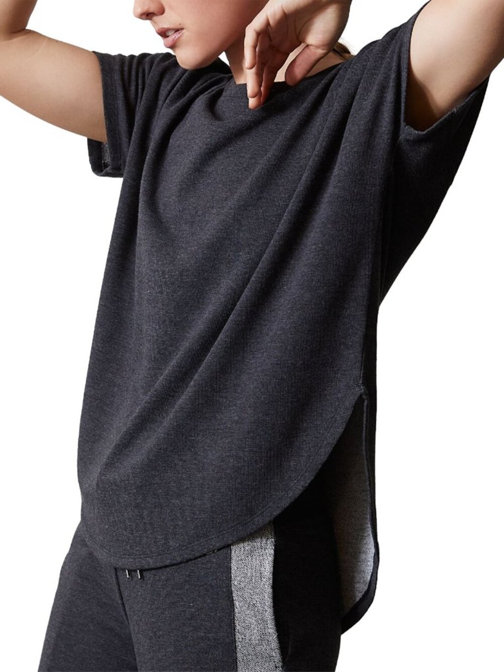 Josie Natori Womens Activewear Chi French Terry Split-Back Top